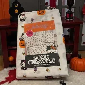 Hello Kitty Halloween Set of 2 Standard Pillowcases - Pumpkin Witch & Skeleton