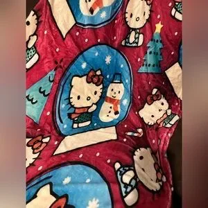 Hello Kitty & Snowman Snowglobe Soft Blanket NEW