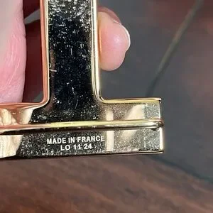 Hermes H Belt Buckles Gold Platinum & Reversible Leather Strap Size 90