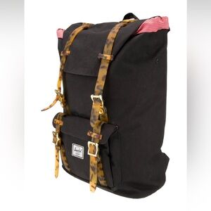 Herschel Tortoiseshell Strap Black Canvas All American Backpack Bag