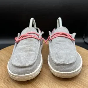 Hey Dude Wendy Youth Size 2 Funk Grey & Pink Slip On Sneaker Shoes Girls