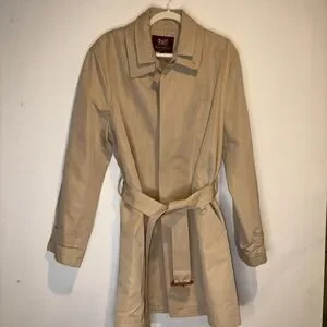 Hickey Freeman Lined Cotton/Linen Coat Khaki Size L Quiet Luxury Classic Preppy