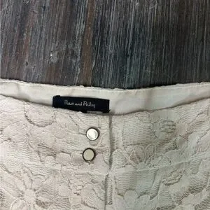 High Waist Cream Lace Shorts With Floral Design