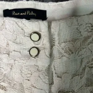 High Waist Cream Lace Shorts With Floral Design