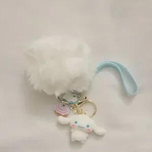 HK Inspired Cinnamoroll Pom Pom Keychain Bag Pendant Keyring Jewelry NWOT