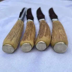 Hoffritz Antler Stag Handle Steak Knives Vintage Set Of 4 Made‎ In England Deer