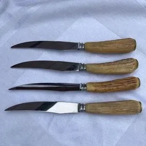 Hoffritz Antler Stag Handle Steak Knives Vintage Set Of 4 Made‎ In England Deer