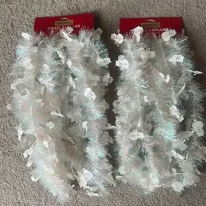Holiday Home Iridescent Tinsel Snowman Garland