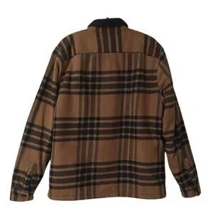 HOLLISTER Brown Flannel Plaid Shirt Mens Sherpa Lined Lumberjack Jacket Size L
