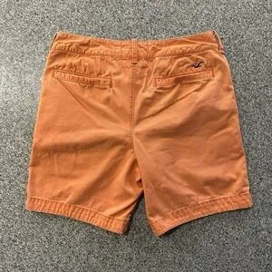 Hollister Chino Shorts Men's 32 Orange Flat Front Cotton 7.5"