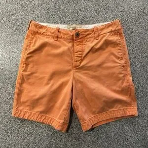 Hollister Chino Shorts Men's 32 Orange Flat Front Cotton 7.5"