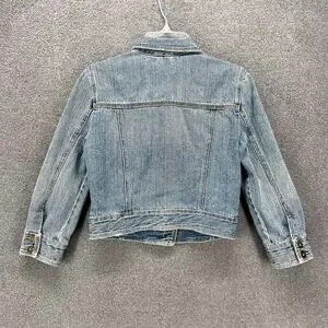 HOLLISTER CO Denim Jacket Girls Juniors Small Distressed Tropical Lined