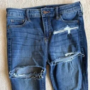 Hollister Mid Rise Super Skinny Jeans Stretch Denim Distressed Size 5S