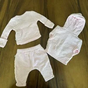 HonestBaby Girl Bundle Pink Quilted Set Organic Cotton Size 0-3M