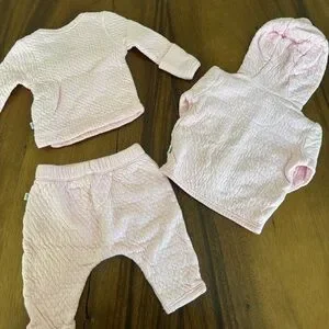 HonestBaby Girl Bundle Pink Quilted Set Organic Cotton Size 0-3M