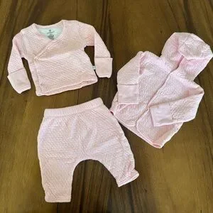 HonestBaby Girl Bundle Pink Quilted Set Organic cotton size 0-3M