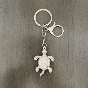 Hot Pink Turtle Allover Rhinestone Enamel Silver 4" Bag Purse Charm Keychain