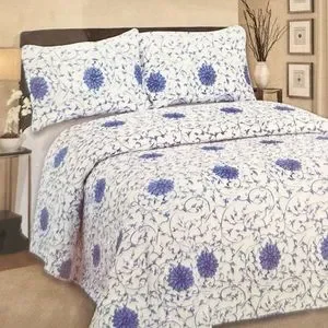 Hotel at home King 3pc Quilt set Blue floral print