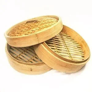 Household 2-Tier Bamboo Food Steamer: Healthy Vegetables Dumplings Dim Sum
