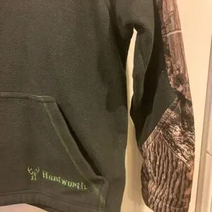Huntsworth Youth's Anti-Pill Fleece Lifestyle Camo Hoodie - Charcoal Gray/Hidd'n