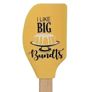 I Like Big Bundts Spatula Yellow Silicone Natural Wood Handle Measurements Gift