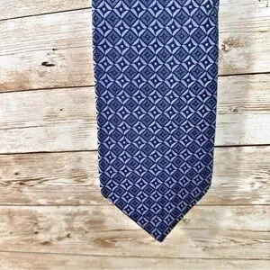 IKE BEHER- Blue/Silver Print 100% Silk Men's Tie