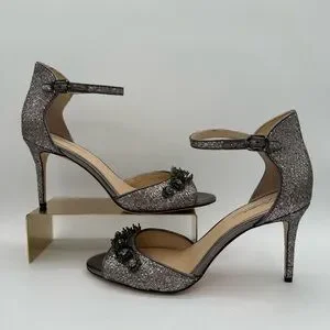 IMAGINE VINCE CAMUTO Silver/Pewter ‘Prisca’ Sparkle Ankle Strap Heels Size 9