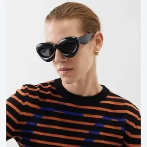 Inflated Cat Eye Black Sunglasses