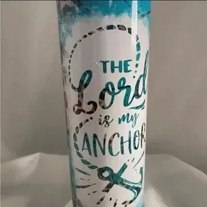 Inspirational Anchor Tumbler With Teal And White Design