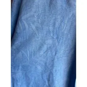 Island Shores Men's Large Vintage Shirt 100% Silk Jacquard Leaf Print Sky Blue