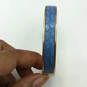 J Crew Blue & Gold Cuff Clip Closure Statement Bracelet