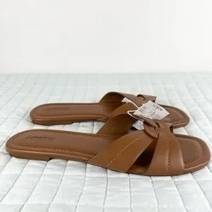 J. Crew Factory Stitched Slide Sandal In Brown Size 10 NWT