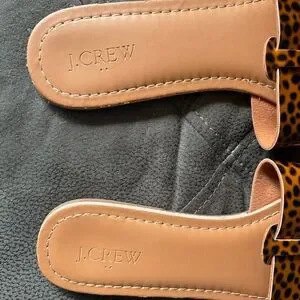 J. Crew Leopard Print Slip On Sandals Summer Slides Size 10 Boho Resort Shoes