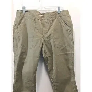 J Crew Women's Green High-rise Straight Leg Stretch Chino Pants Size 14