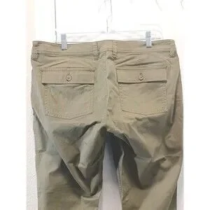 J Crew Women's Green High-rise Straight Leg Stretch Chino Pants Size 14