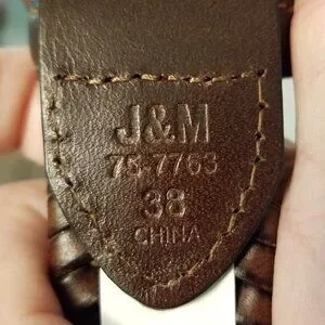 J & M Brown Braided Leather Belt Size 38 NWT Silver Tone Buckle
