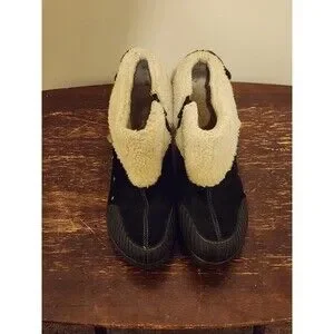 Jambu Boots Holland Womens Black Boho Size 10 Faux Fur Cuff Casual Ankle Booties