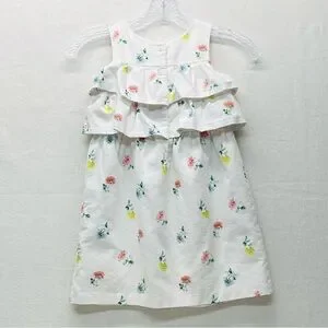 Janie And Jack An Enchanted Day Dress Sz 6 White Tier W/Floral Print Sleeveless