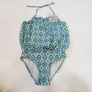 Janie and Jack Blue Flower Halter Swimsuit