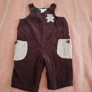 Janie and Jack Brown Corduroy Bear Overalls Size 0-3 Months Holidays/Winter