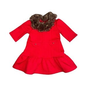 ❤️ Janie & Jack • 12–18M • Holiday Red Dress with Faux Fur Collar ❤️