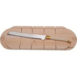 Jean Dubost Bread Knife with Ivory Handle and Baguette Board