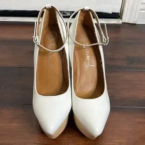 Jeffrey Campbell Pizan Wedges Leather Wood Platform Ankle Strap Women's 8.5