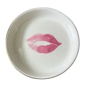 Jewelry Dish Lips/Lipsticks Ceramic Deco
