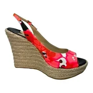 Jimmy Choo Polar Espadrille Wedge Peep Toe Sandals – Size 42 Pop Of Color