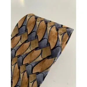 Jimmy V Men's 100% Silk Neck Tie Gold Blue Watercolor Abstract Print JL