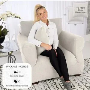 Jinamart White Stretch Chair Sofa Slipcover With Pillow Covers