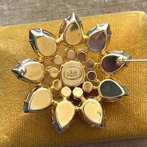 Joan Rivers Classic Collection Orange Yellow Sunburst Brooch Flower Pin In Box