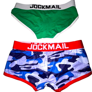 Jock Mail Set of Men's Blue Camouflage Boxer Briefs XLL or XL in Red Green Blue