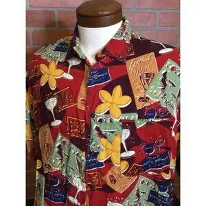 John Henry Viva Tropical Floral Button-Up Hawaiian Camp Shirt Multicolor SZ XL